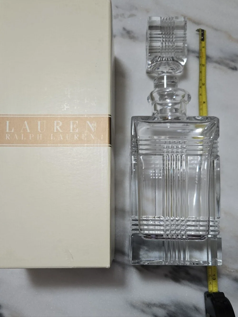 Lauren Ralph Lauren Glen Plaid Clear Crystal Decanter